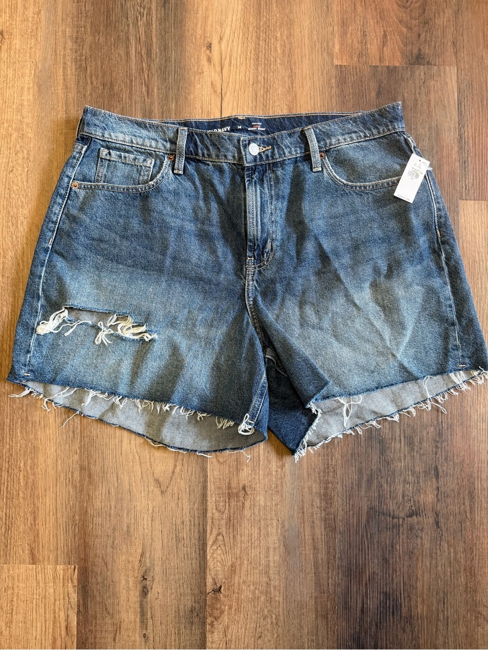 Old Navy Curvy High-Waisted Baggy Jean Cut-Off Shorts -- 5-inch inseam